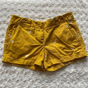 J. Crew Mustard Yellow Embroidered Elephant Classic Chino Shorts